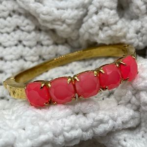 Kate Spade Pink Faceted Gem Gold Bangle Bracelet
